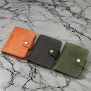Handmade Minimal Leather Wallet with Snap Closure – Personalized & Elegant Design