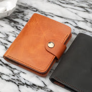 Handmade Minimal Leather Wallet with Snap Closure – Personalized & Elegant Design