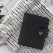 Handmade Minimal Leather Wallet with Snap Closure – Personalized & Elegant Design