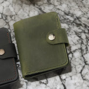 Handmade Minimal Leather Wallet with Snap Closure – Personalized & Elegant Design