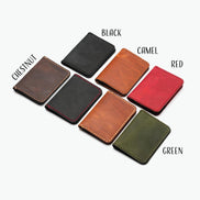 Personalized Leather Card Holder, Custom Dad Wallet, Calfskin Card Case