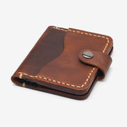 Personalized Calfskin Leather Card Holder, Slim Snap Wallet