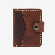 Personalized Calfskin Leather Card Holder, Slim Snap Wallet