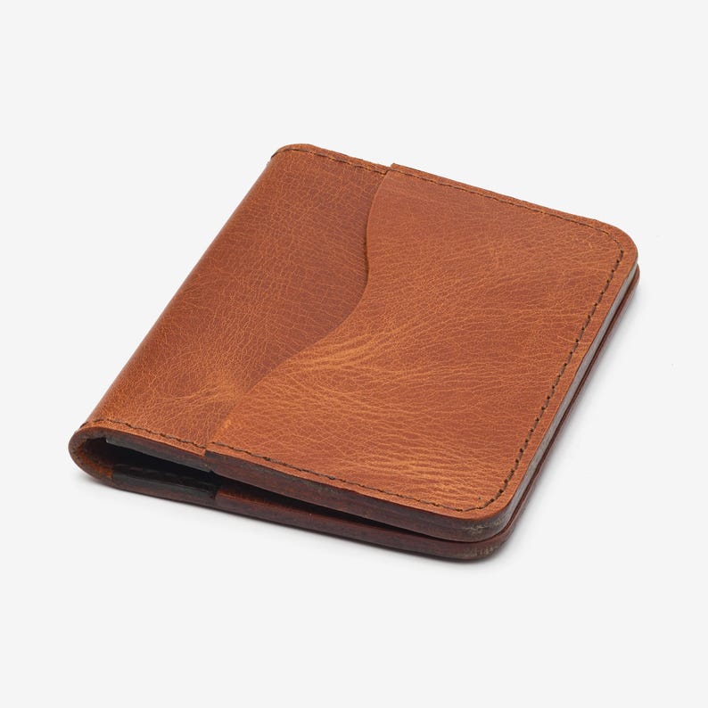 Personalized Leather Card Holder, Custom Minimalist Calfskin Wallet