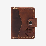 Personalized Calfskin Leather Card Holder, Slim Snap Wallet