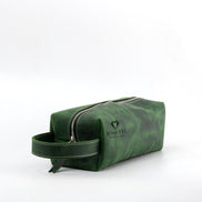 Personalized Calfskin Leather Toiletry Bag: Engraved Travel Dopp Kit