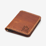 Personalized Leather Card Holder, Custom Dad Wallet, Calfskin Card Case