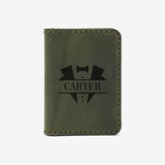 Personalized Leather Card Holder, Custom Dad Wallet, Calfskin Card Case