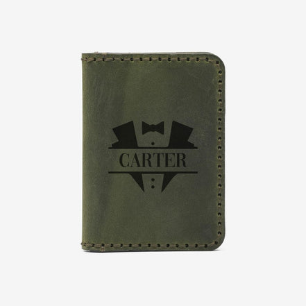 Personalized Leather Card Holder, Custom Dad Wallet, Calfskin Card Case