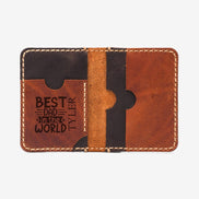 Personalized Leather Card Holder, Custom Dad Wallet, Calfskin Card Case