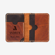 Personalized Leather Card Holder, Custom Dad Wallet, Calfskin Card Case