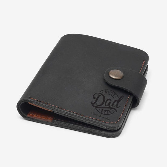 Personalized Calfskin Leather Card Holder, Slim Snap Wallet, Men Gift
