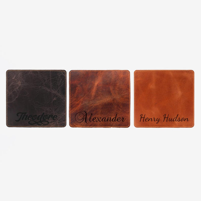 Personalized Calfskin Leather Mousepad, Custom Engraved Desk Pad