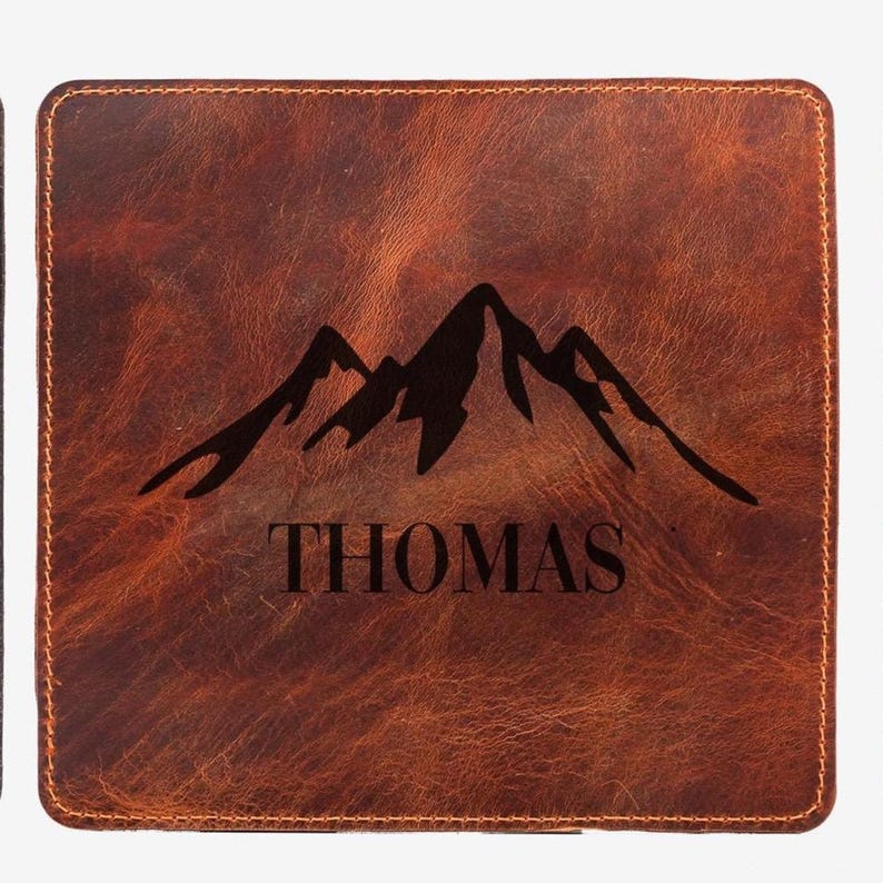 Personalized Calfskin Leather Mousepad, Custom Engraved Desk Pad