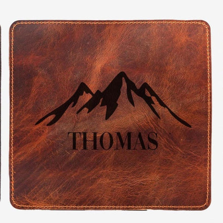 Personalized Calfskin Leather Mousepad, Custom Engraved Desk Pad