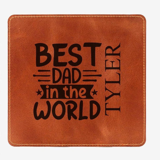 Personalized Calfskin Leather Mousepad, Custom Engraved Desk Pad