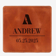 Personalized Calfskin Leather Mousepad, Custom Engraved Desk Pad