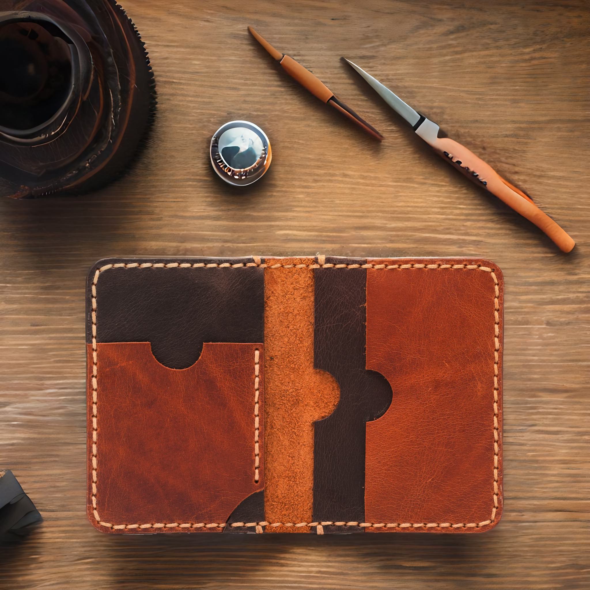 Handcrafted Genuine Leather Minimal Wallet – Customizable, Hand-Stitched & Premium Finish
