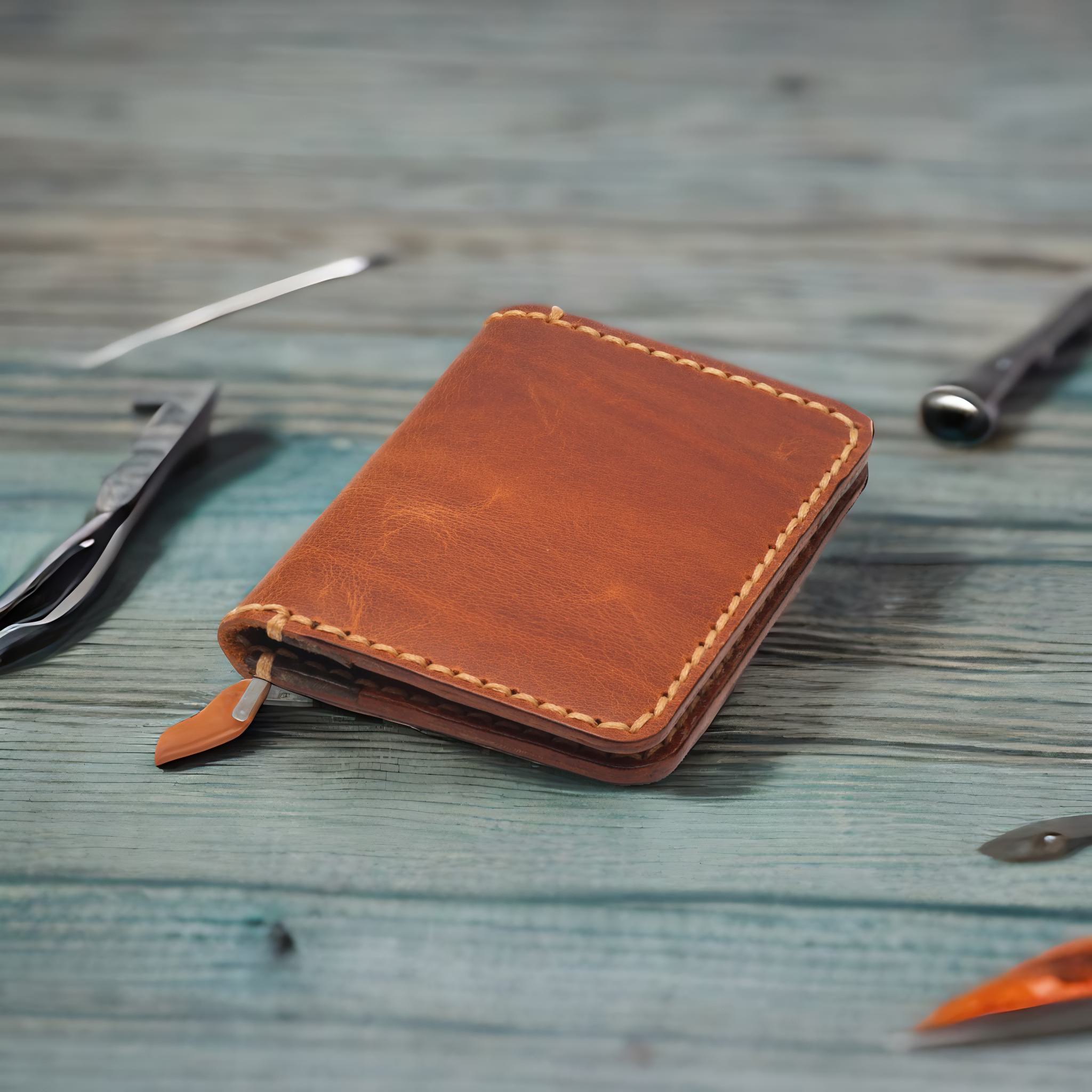 Handcrafted Genuine Leather Minimal Wallet – Customizable, Hand-Stitched & Premium Finish