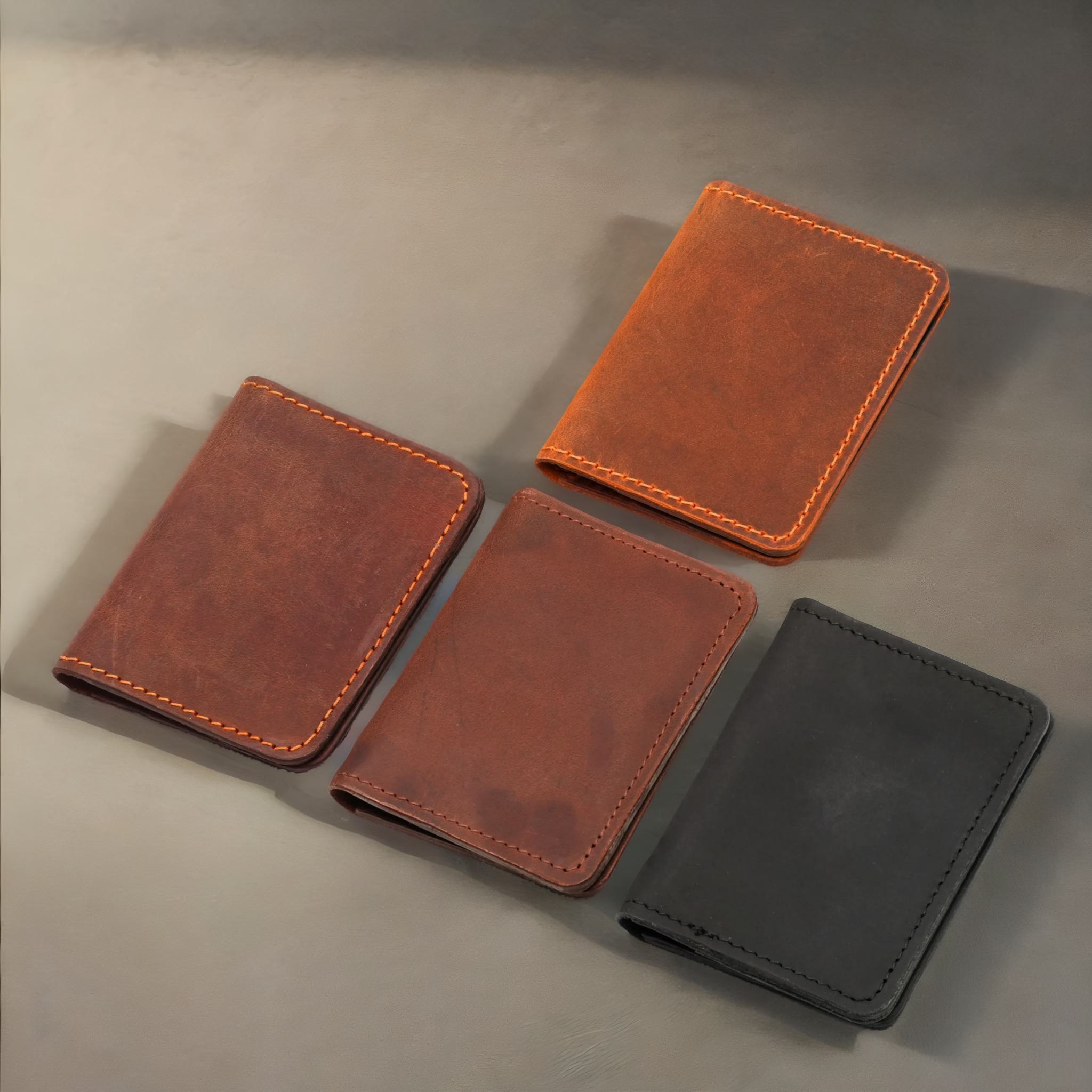 Handmade Genuine Leather Wallet with Vertical & Horizontal Card Slots – Customizable & Hand-Stitched