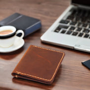 Handmade Genuine Leather Wallet with Vertical & Horizontal Card Slots – Customizable & Hand-Stitched