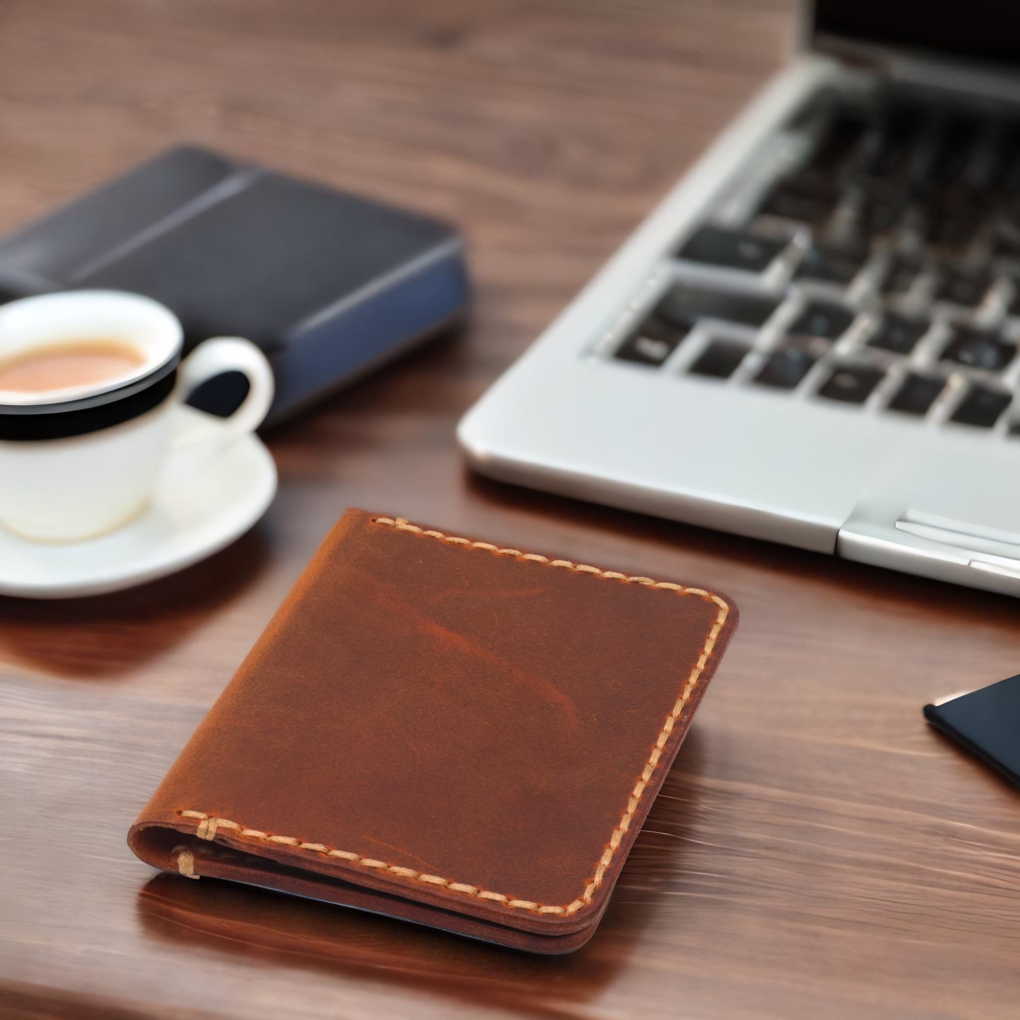 Handmade Genuine Leather Wallet with Vertical & Horizontal Card Slots – Customizable & Hand-Stitched