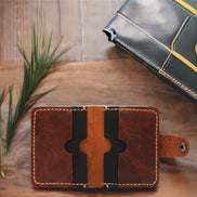 Handmade Genuine Leather Wallet with 4 Horizontal Card Slots – Hand-Stitched & Customizable