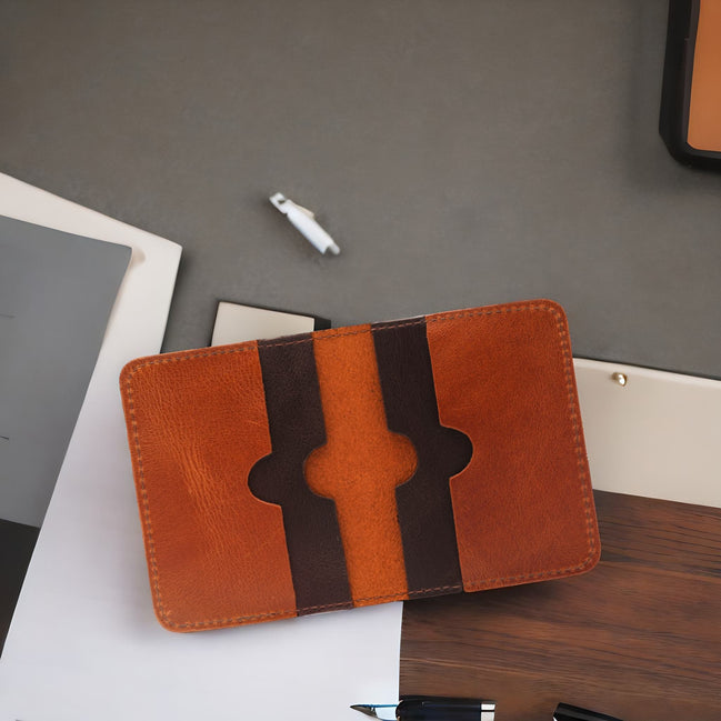 Handmade Genuine Leather Wallet with 4 Horizontal Card Slots – Customizable & Minimal