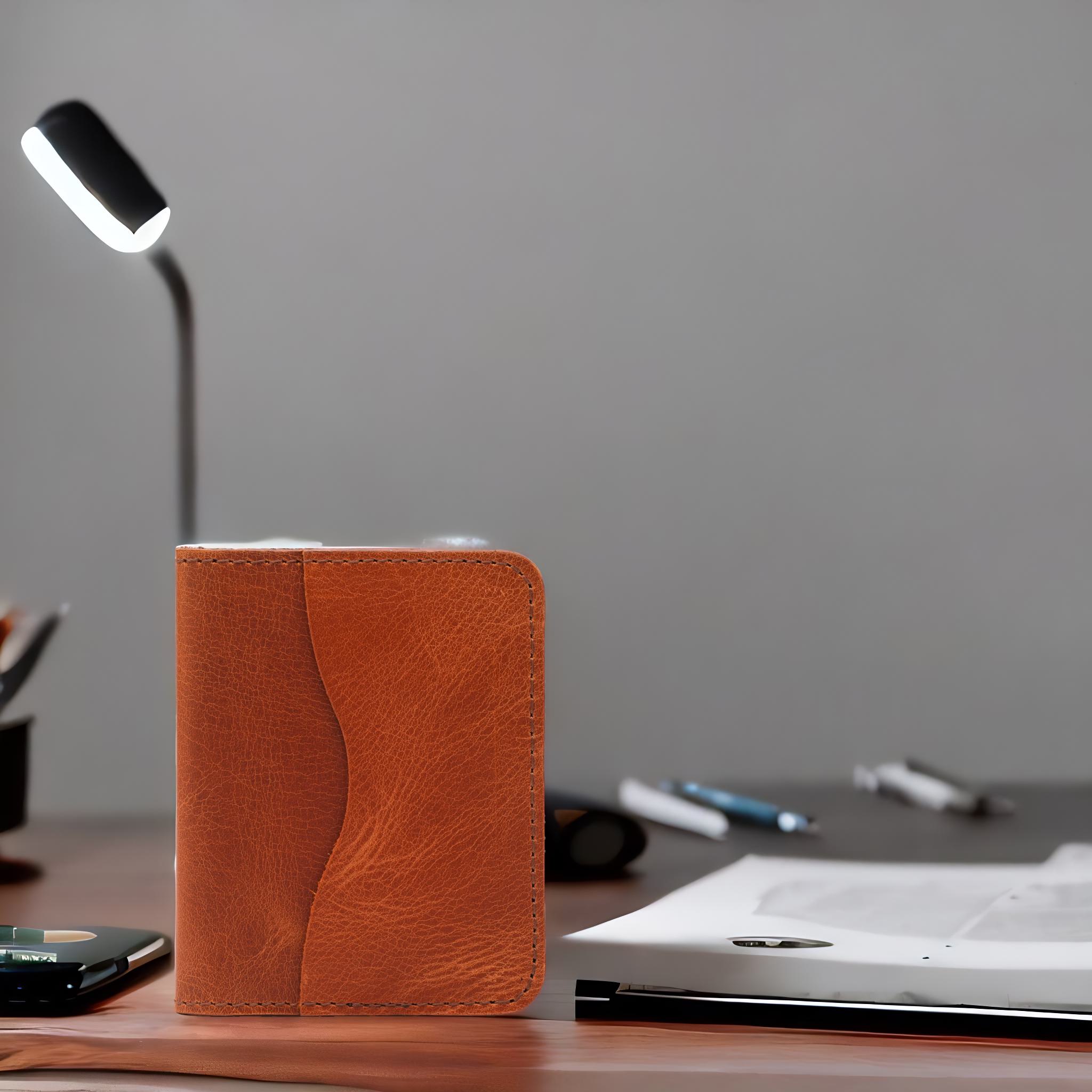 Handmade Genuine Leather Wallet with 4 Horizontal Card Slots – Customizable & Minimal