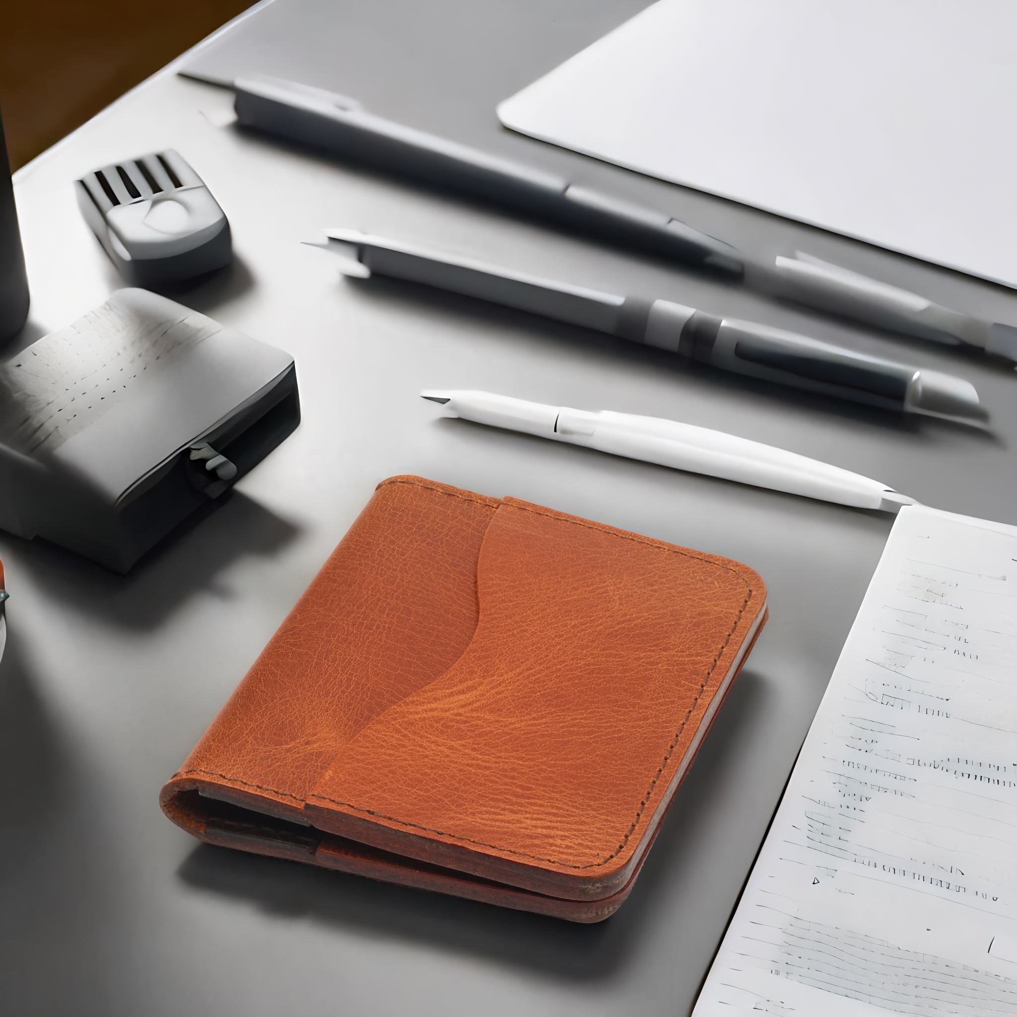 Handmade Genuine Leather Wallet with 4 Horizontal Card Slots – Customizable & Minimal