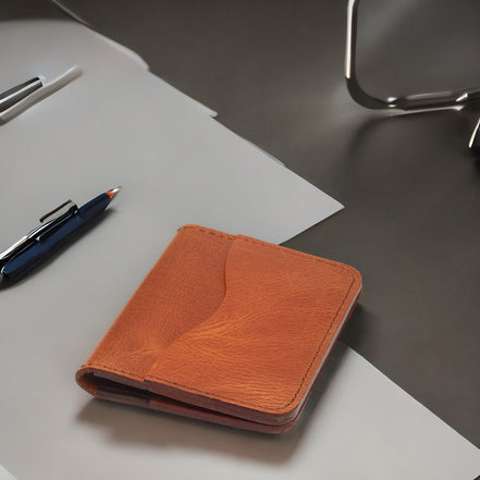 Handmade Genuine Leather Wallet with 4 Horizontal Card Slots – Customizable & Minimal