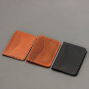 Handmade Genuine Leather Wallet with 4 Horizontal Card Slots – Customizable & Minimal