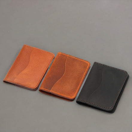 Handmade Genuine Leather Wallet with 4 Horizontal Card Slots – Customizable & Minimal